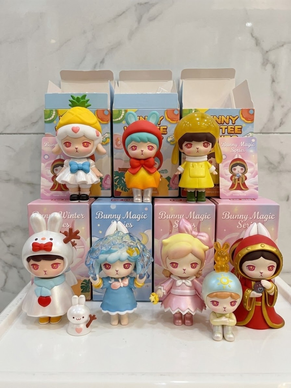 Bunny Magic Series Pastel Collectible Doll Set - Yellow, Blue, Pink, White